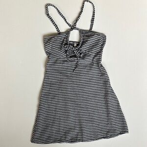 Urban Outfitters Navy blue and White Checkered Mini Dress